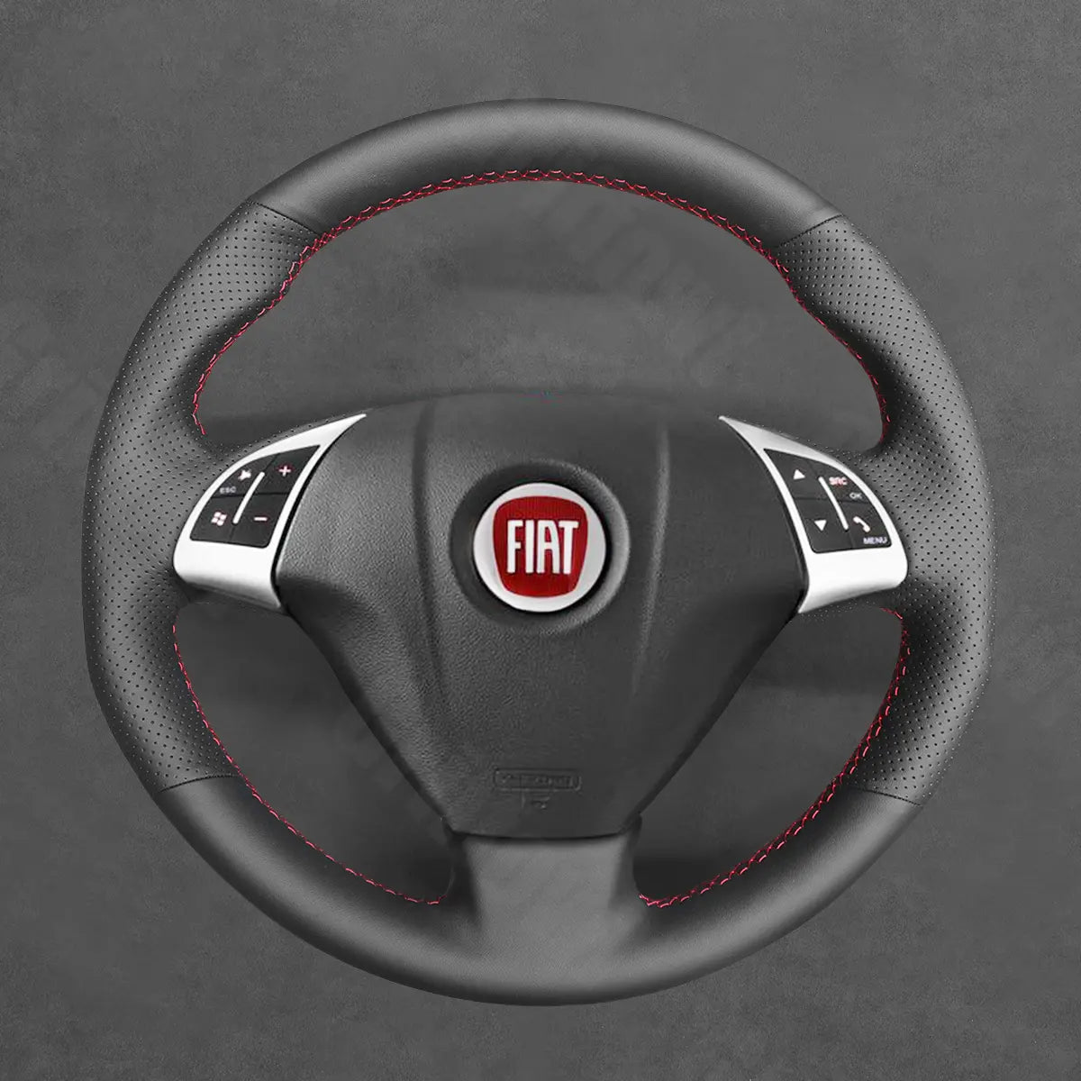 Griffowl Steering Wheel Cover for Bespoke Hatchback Fiat Punto Bravo Doble 2007-2019. Hand-sewn kit for drivers seeking precision and comfort.