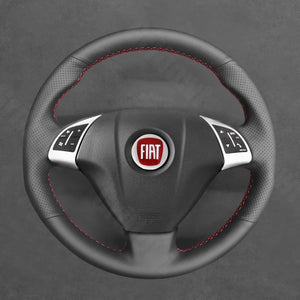 Griffowl Steering Wheel Cover for Bespoke Hatchback Fiat Punto Bravo Doble 2007-2019. Hand-sewn kit for drivers seeking precision and comfort.