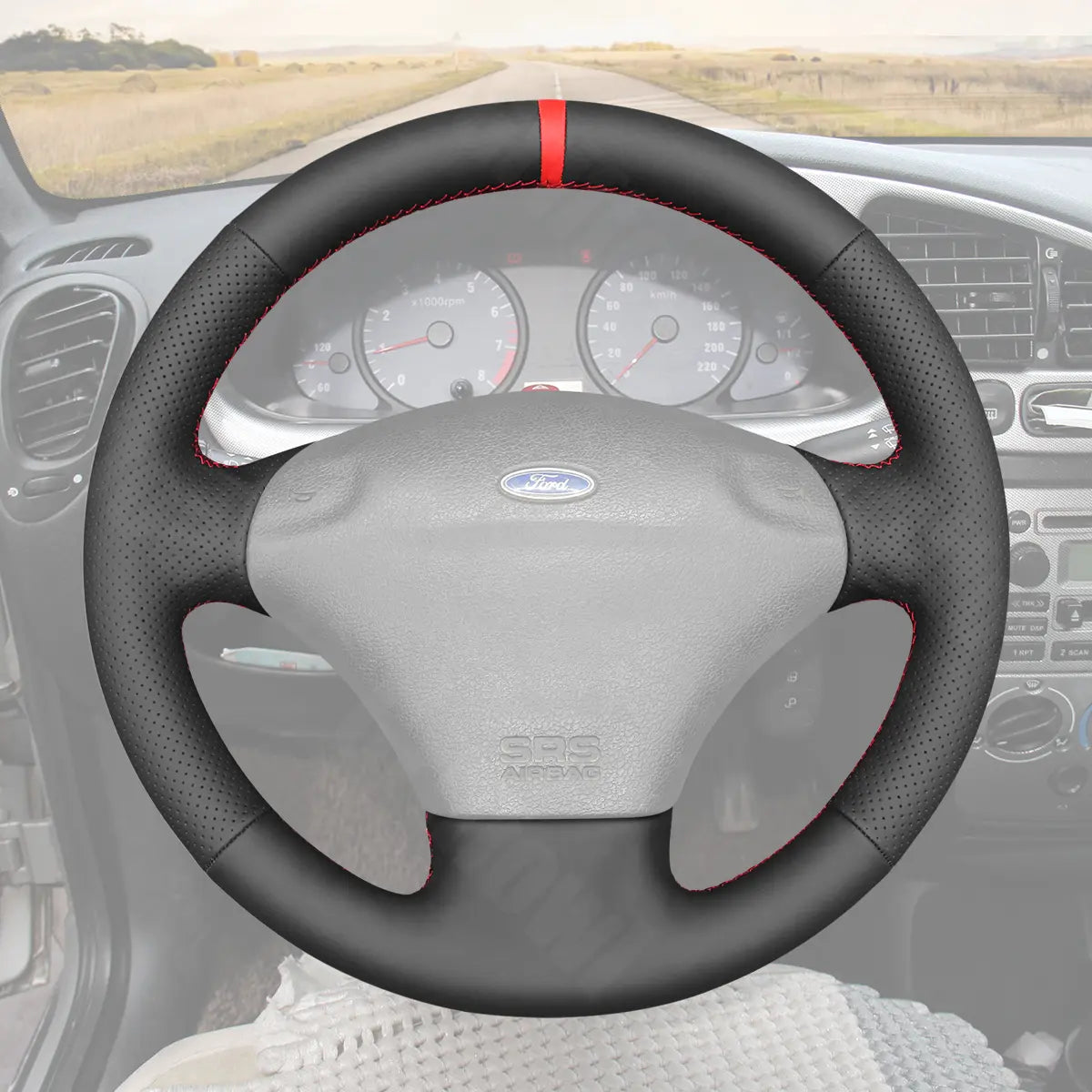 Griffowl Steering Wheel Cover for Bespoke Ford Fiesta Mk4 Puma 1995-2002. Hand-sewn kit for drivers seeking precision and comfort.