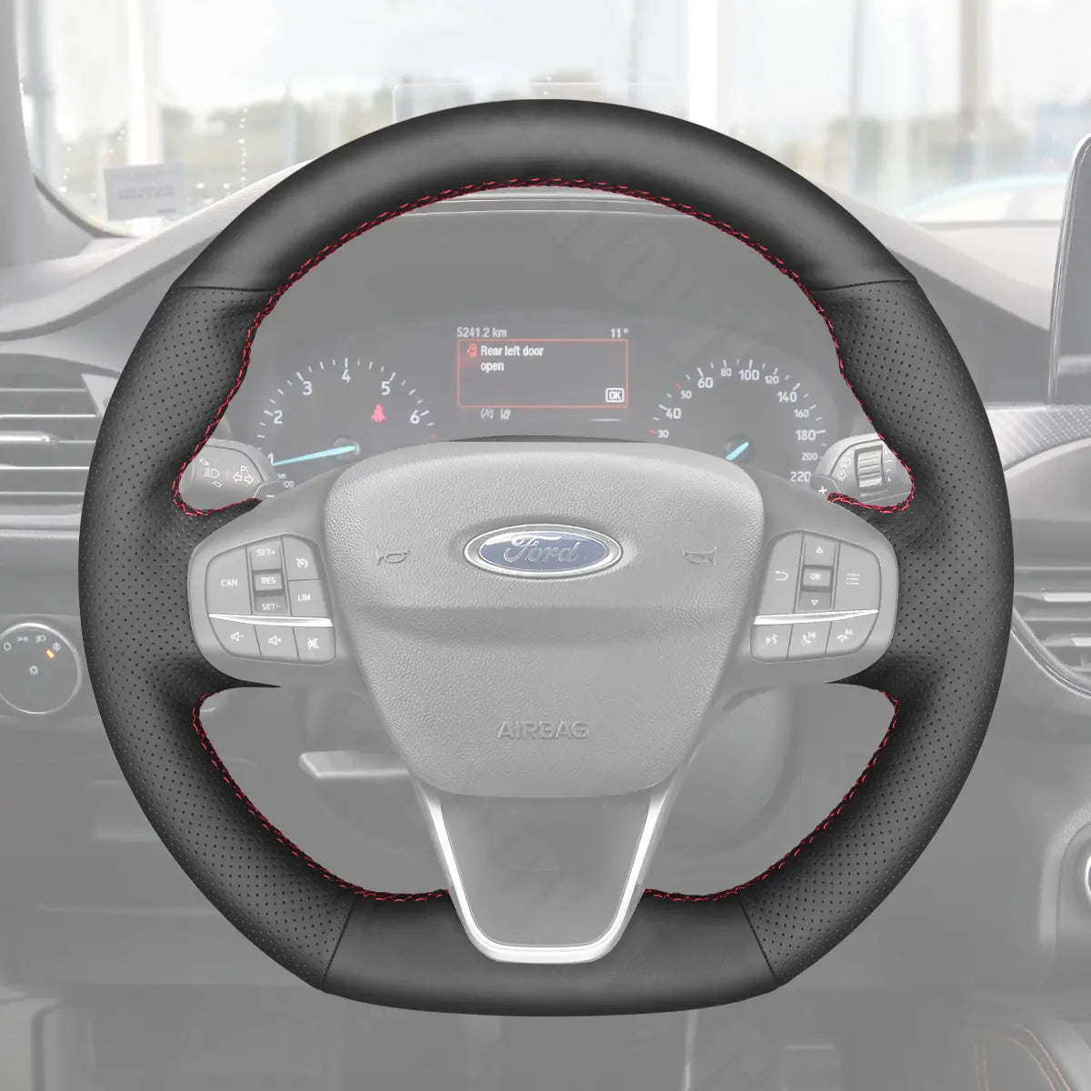 Griffowl Steering Wheel Cover for Bespoke Hatchback Ford Fiesta Mk8 Focus Mk4 Puma Kuga ST-Line ST
 2018-2024. Perfect for enthusiasts seeking refined interior mods.