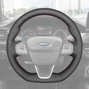 Griffowl Steering Wheel Cover for Bespoke Hatchback Ford Fiesta Mk8 Focus Mk4 Puma Kuga ST-Line ST
 2018-2024. Perfect for enthusiasts seeking refined interior mods.