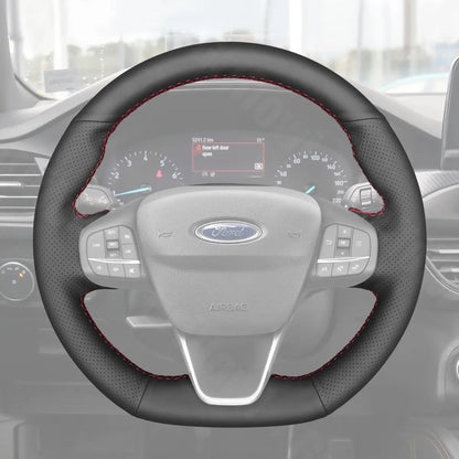 Griffowl Steering Wheel Cover for Bespoke Hatchback Ford Fiesta Mk8 Focus Mk4 Puma Kuga ST-Line ST
 2018-2024. Perfect for enthusiasts seeking refined interior mods.