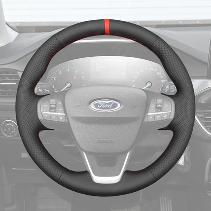 Griffowl Steering Wheel Cover for Bespoke Hatchback Ford Fiesta Mk8 Focus Mk4 Puma Transit Mk8 Courier Custom Tourneo Courier Custom Tourneo Courier Bronco Sport Escape Kuga III Puma Custom Maverick 2012-2024. Compact, hand-sewn DIY wrap for quick interior mods and grip upgrade.