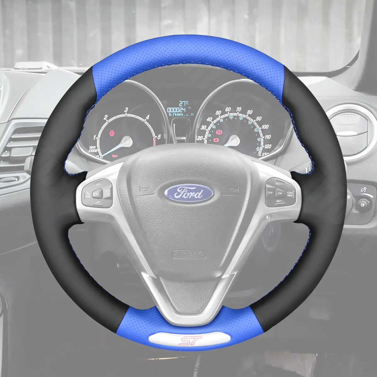 Griffowl Steering Wheel Cover for Bespoke Hatchback Ford Fiesta ST Mk6 2012-2017. For refined interior upgrades using our wrap and stitch kit.