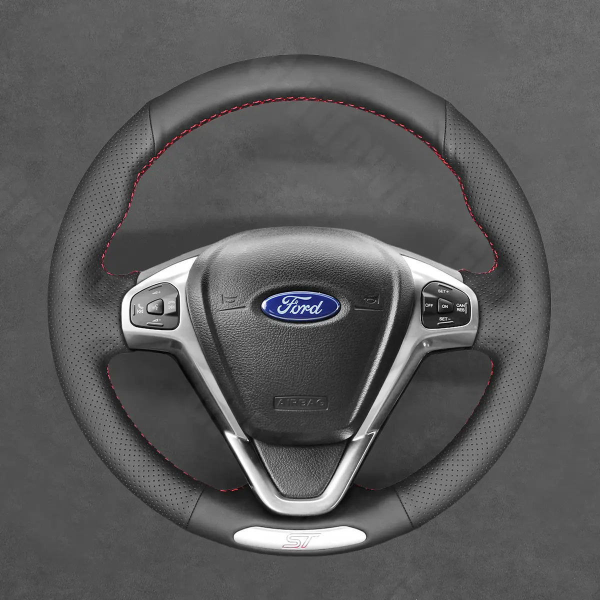 Griffowl Steering Wheel Cover for Bespoke Hatchback Ford Fiesta ST Mk6 2012-2017. For refined interior upgrades using our wrap and stitch kit.