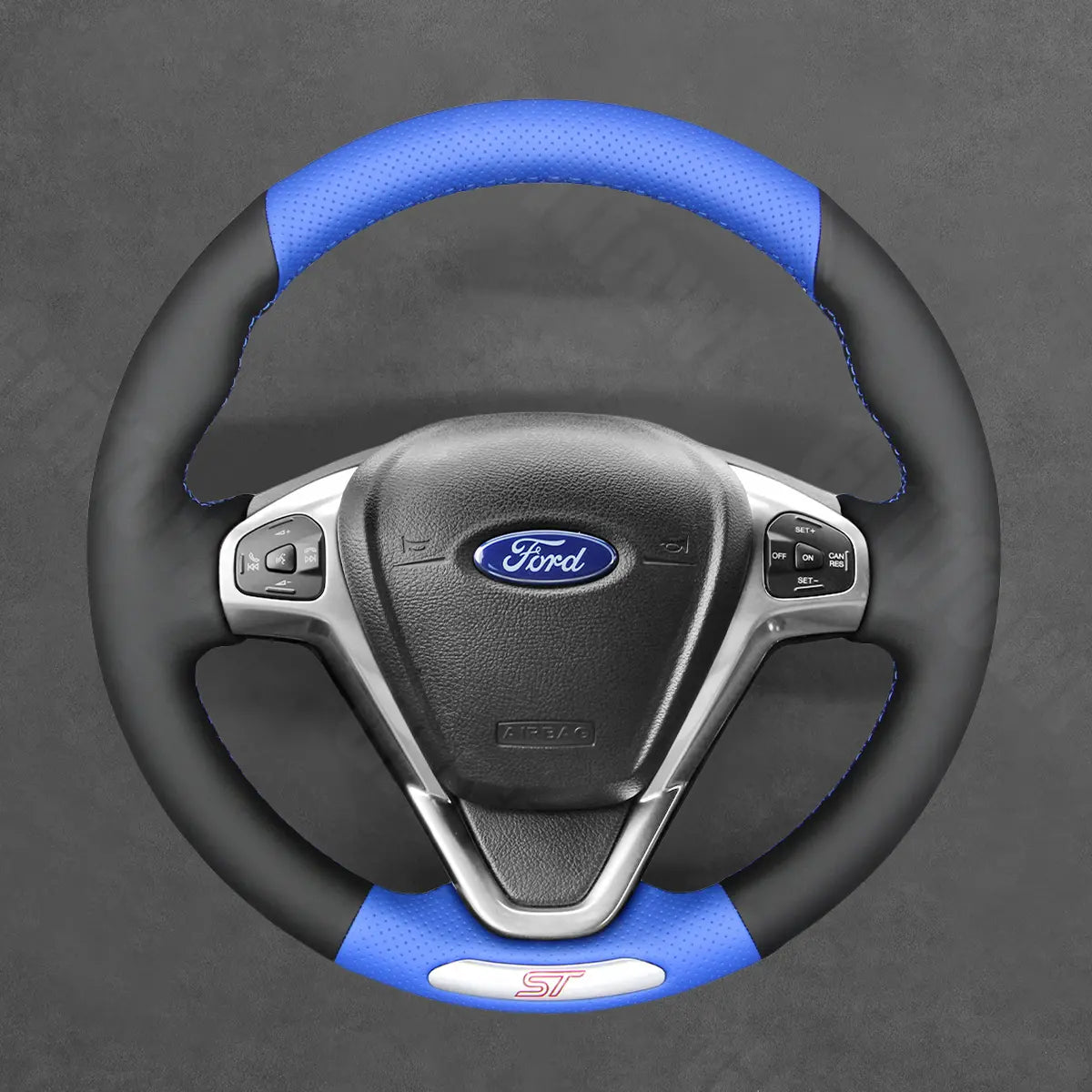 Griffowl Steering Wheel Cover for Bespoke Hatchback Ford Fiesta ST Mk6 2012-2017. For refined interior upgrades using our wrap and stitch kit.