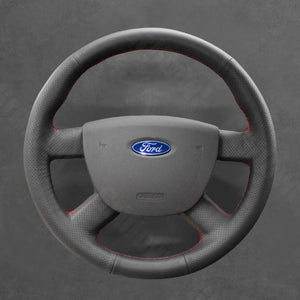 Griffowl Steering Wheel Cover for Bespoke Hatchback Ford Focus Mk2 Focus CC C-MAX Transit Mk5 Transit Connect Tourneo Connect 2003-2013. Compact, hand-sewn DIY wrap for quick interior mods and grip upgrade.