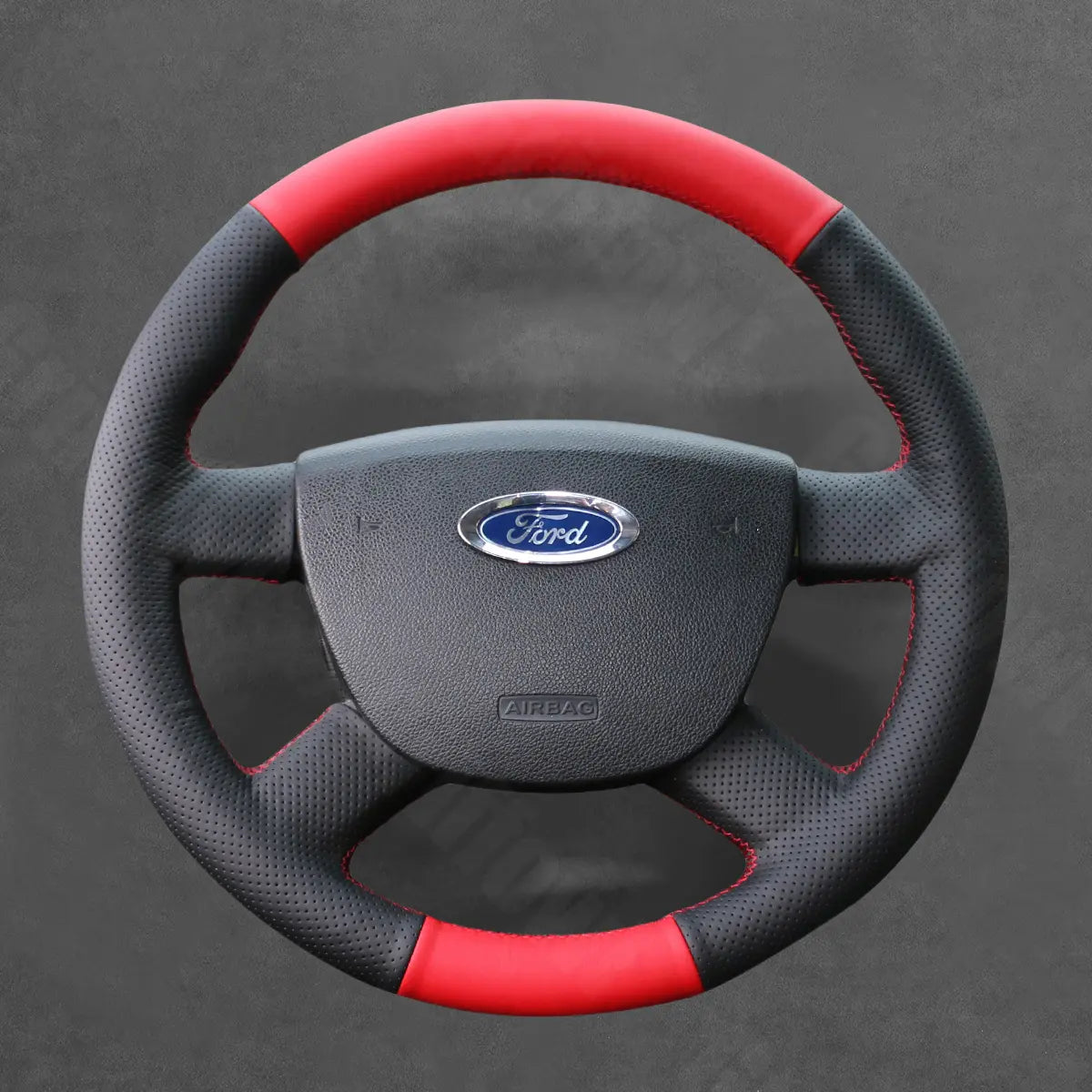 Griffowl Steering Wheel Cover for Bespoke Hatchback Ford Focus Mk2 Focus CC C-MAX Transit Mk5 Transit Connect Tourneo Connect 2003-2013. Compact, hand-sewn DIY wrap for quick interior mods and grip upgrade.