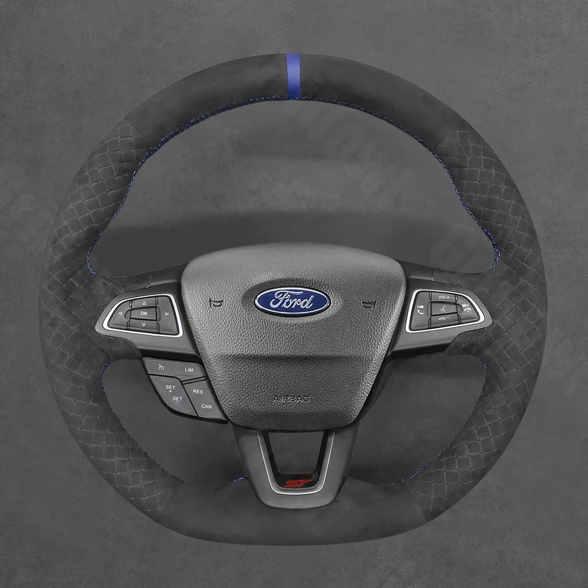 Griffowl Steering Wheel Cover for Bespoke Ford Focus Mk3 ST-Line Focus Mk3 Escape Kuga ST RS 2015-2018. Hand-sewn DIY kit blends grip, function, and style inside.