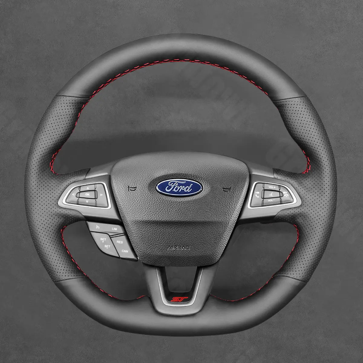 Griffowl Steering Wheel Cover for Bespoke Ford Focus Mk3 ST-Line Focus Mk3 Escape Kuga ST RS 2015-2018. Hand-sewn DIY kit blends grip, function, and style inside.