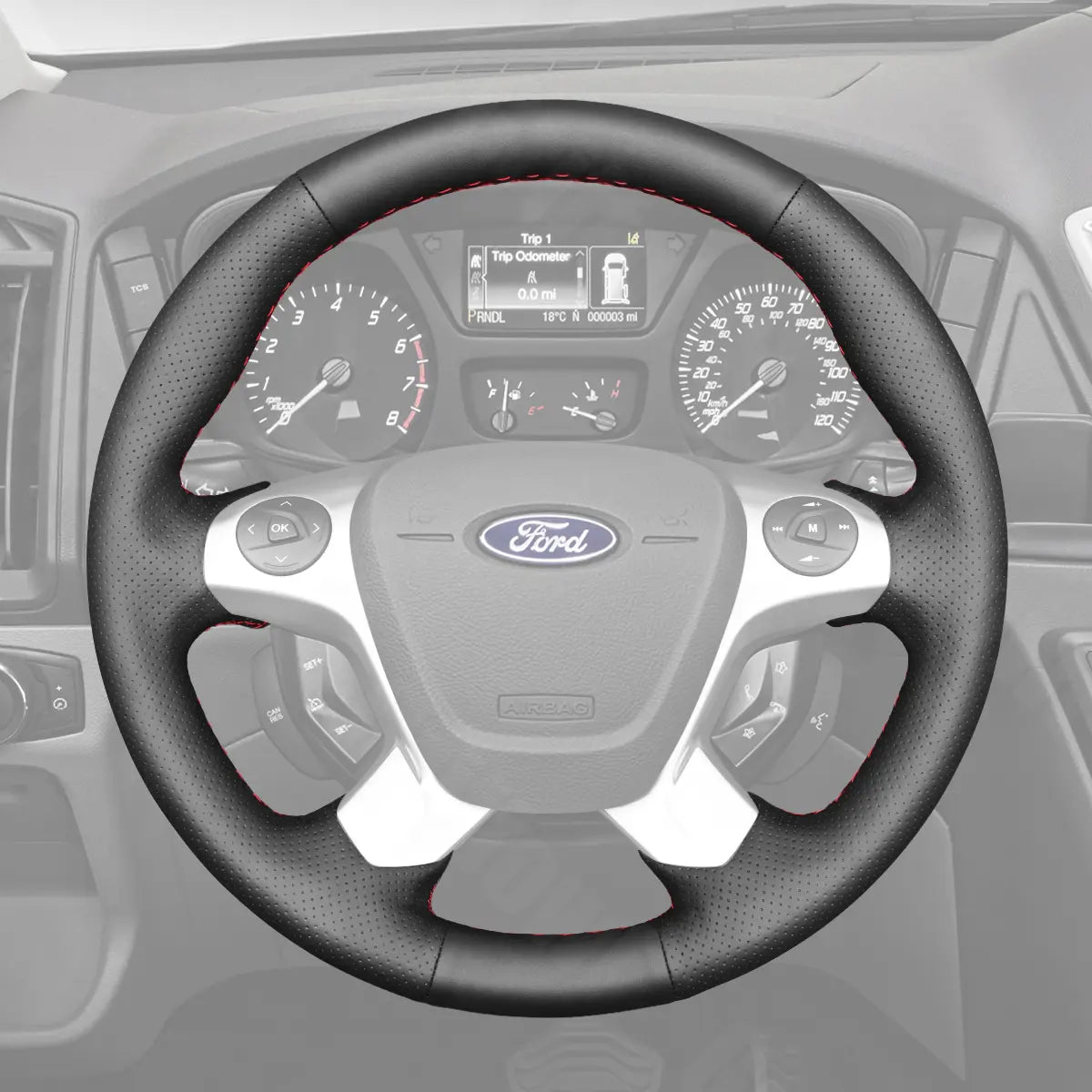 Griffowl Steering Wheel Cover for Bespoke Hatchback Ford Transit Mk7 Connect Custom Tourneo Connect Grand Connect Custom 2012-2024. Compact, hand-sewn DIY wrap for quick interior mods and grip upgrade.