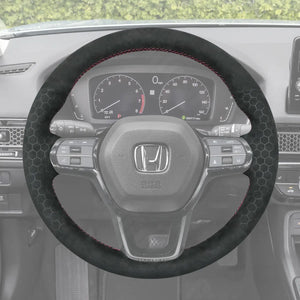 Griffowl Steering Wheel Cover for Bespoke Hatchback Honda Civic 11 2022-2025. Griffowl's interior mod with hand-sewn DIY steering wheel kit.