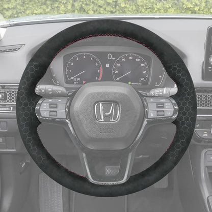 Griffowl Steering Wheel Cover for Bespoke Hatchback Honda Civic 11 2022-2025. Griffowl's interior mod with hand-sewn DIY steering wheel kit.