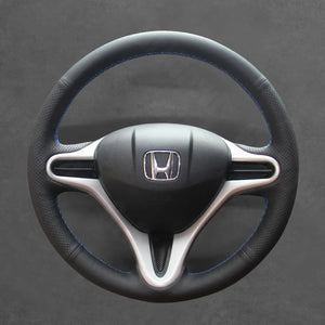 Griffowl Steering Wheel Cover for Bespoke Hatchback Honda Jazz Fit 2008-2015. Griffowl's interior mod with hand-sewn DIY steering wheel kit.