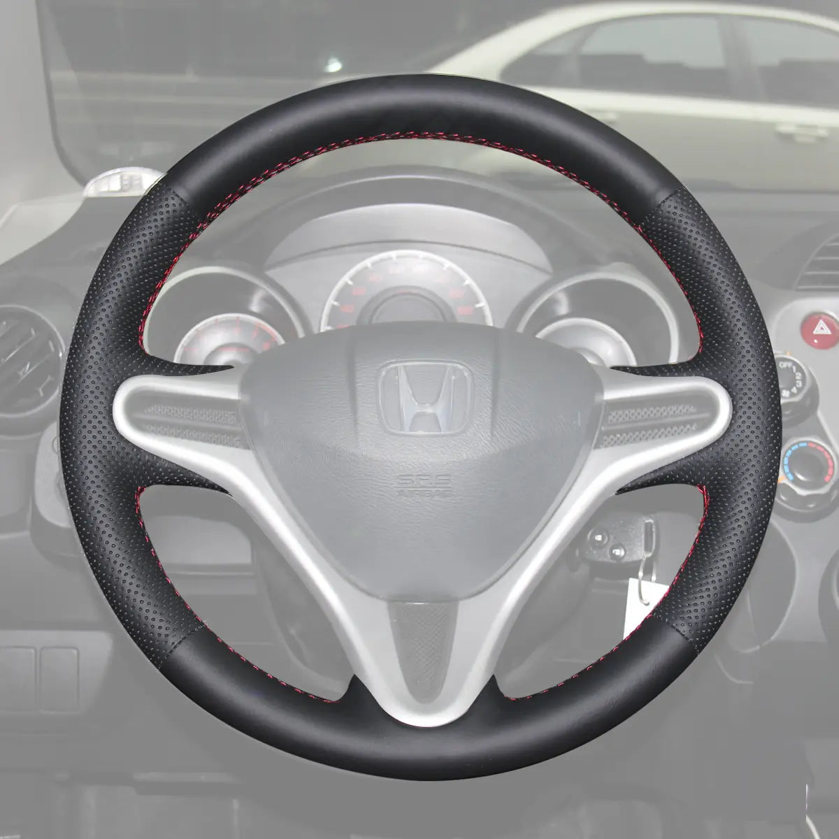 Griffowl Steering Wheel Cover for Bespoke Hatchback Honda Jazz Fit 2008-2015. Griffowl's interior mod with hand-sewn DIY steering wheel kit.