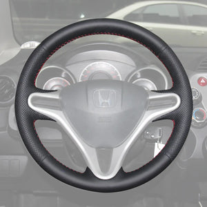 Griffowl Steering Wheel Cover for Bespoke Hatchback Honda Jazz Fit 2008-2015. Griffowl's interior mod with hand-sewn DIY steering wheel kit.