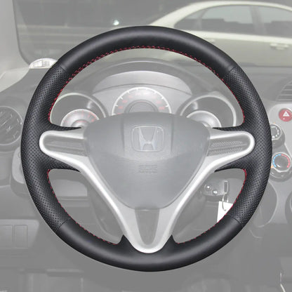 Griffowl Steering Wheel Cover for Bespoke Hatchback Honda Jazz Fit 2008-2015. Griffowl's interior mod with hand-sewn DIY steering wheel kit.
