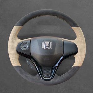 Griffowl Steering Wheel Cover for Bespoke Hatchback Honda Jazz Fit 2015-2020. Griffowl's interior mod with hand-sewn DIY steering wheel kit.
