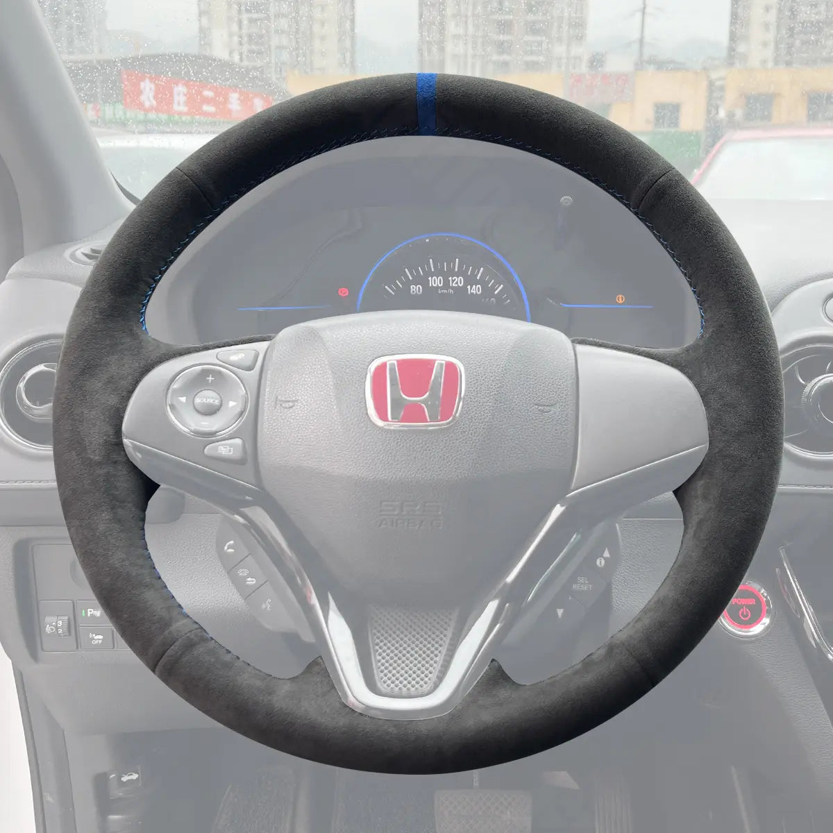 Griffowl Steering Wheel Cover for Bespoke Hatchback Honda Jazz Fit 2015-2020. Griffowl's interior mod with hand-sewn DIY steering wheel kit.