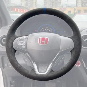 Griffowl Steering Wheel Cover for Bespoke Hatchback Honda Jazz Fit 2015-2020. Griffowl's interior mod with hand-sewn DIY steering wheel kit.