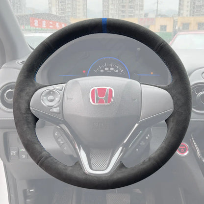 Griffowl Steering Wheel Cover for Bespoke Hatchback Honda Jazz Fit 2015-2020. Griffowl's interior mod with hand-sewn DIY steering wheel kit.