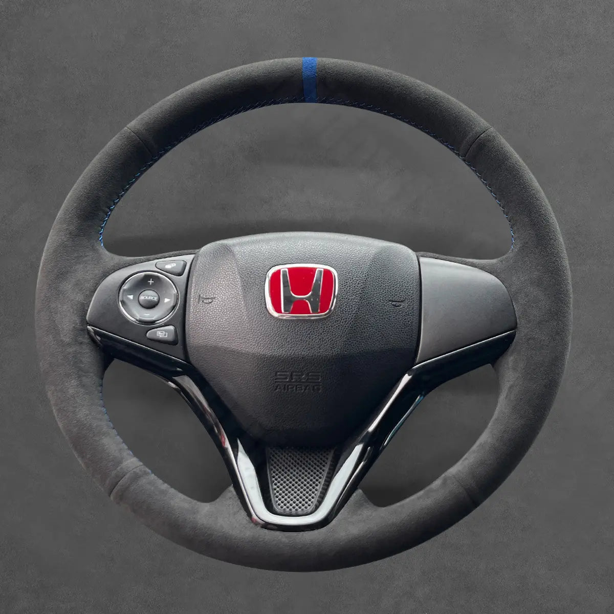 Griffowl Steering Wheel Cover for Bespoke Hatchback Honda Jazz Fit 2015-2020. Griffowl's interior mod with hand-sewn DIY steering wheel kit.