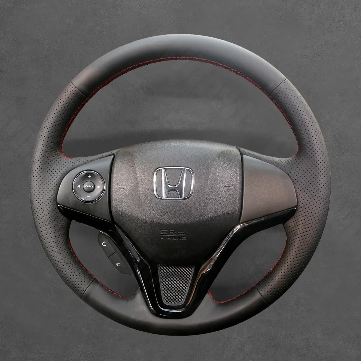 Griffowl Steering Wheel Cover for Bespoke Hatchback Honda Jazz Fit 2015-2020. Griffowl's interior mod with hand-sewn DIY steering wheel kit.