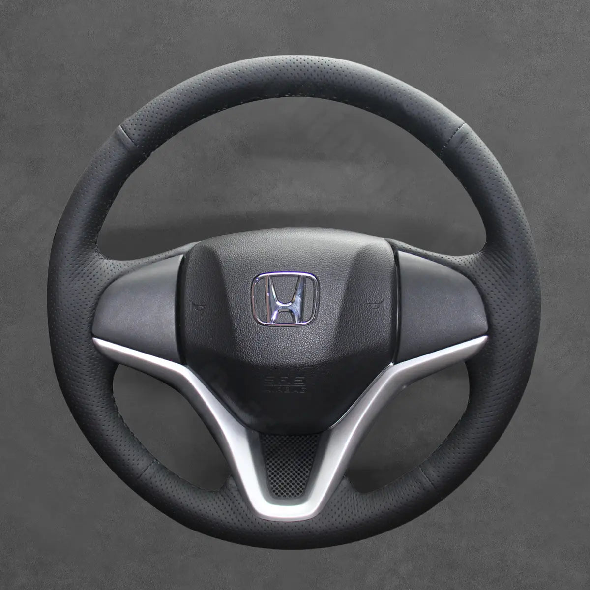 Griffowl Steering Wheel Cover for Bespoke Hatchback Honda Jazz Fit 2015-2020. Griffowl's interior mod with hand-sewn DIY steering wheel kit.