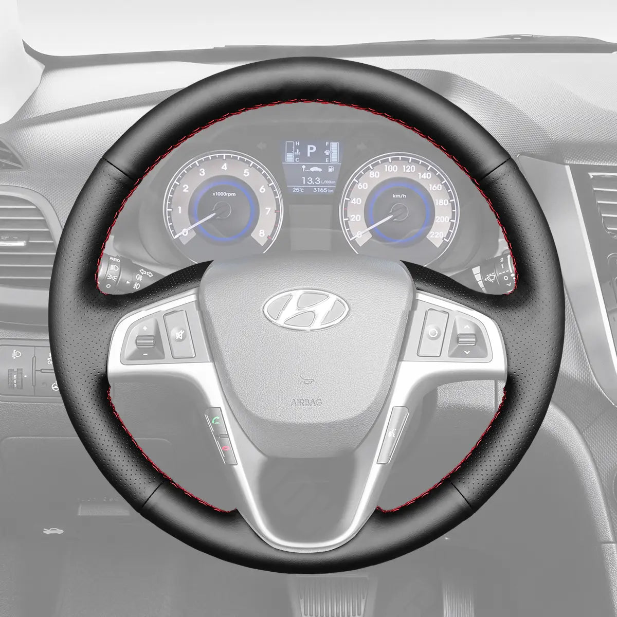 Griffowl Steering Wheel Cover for Bespoke Hatchback Hyundai i20 2008-2014. Perfect grip with our steering wheel wrap and custom interior touch.
