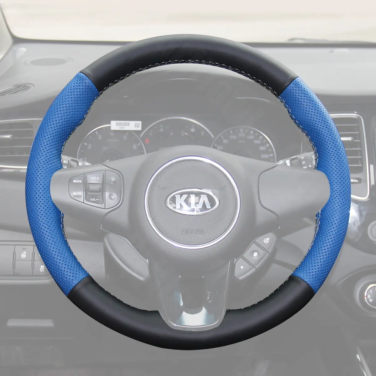 Griffowl Steering Wheel Cover for Bespoke Hatchback Kia Carens 3 Rondo 3 2013-2019. Hand-sewn kit for drivers seeking precision and comfort.
