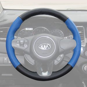 Griffowl Steering Wheel Cover for Bespoke Hatchback Kia Carens 3 Rondo 3 2013-2019. Hand-sewn kit for drivers seeking precision and comfort.
