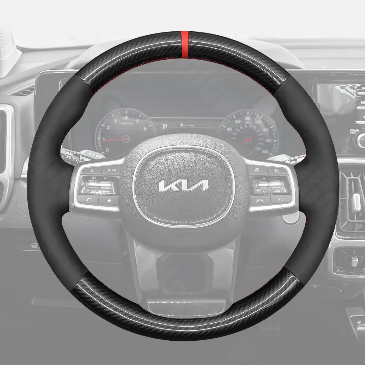 Griffowl Steering Wheel Cover for Bespoke Hatchback Kia Carnival 2024-2025. Perfect grip with our steering wheel wrap and custom interior touch.

