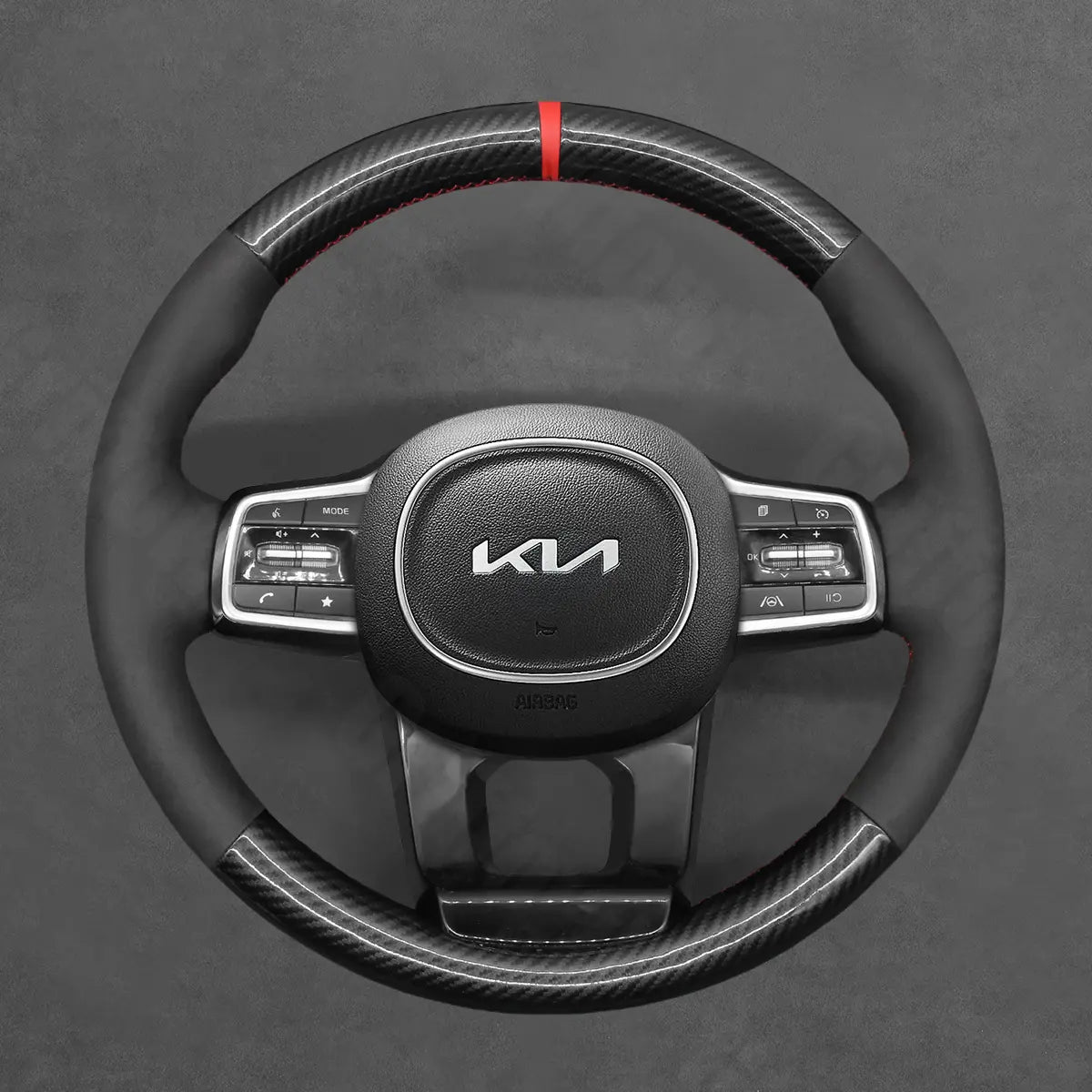 Griffowl Steering Wheel Cover for Bespoke Hatchback Kia Carnival 2024-2025. Perfect grip with our steering wheel wrap and custom interior touch.
