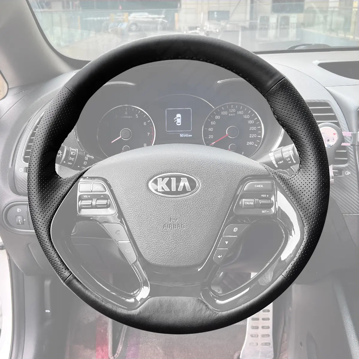 Griffowl Steering Wheel Cover for Bespoke Hatchback Kia Forte5 Ceed Cee'd 2 GT 2012-2015. Elevate your interior with Griffowl's wrap and stitch kit.
