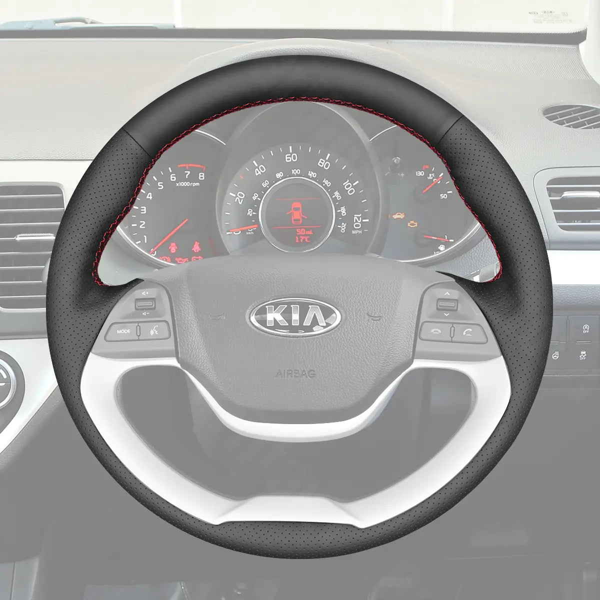 Griffowl Steering Wheel Cover for Bespoke Hatchback Kia Picanto 2 2011-2017. Perfect grip with our steering wheel wrap and custom interior touch.
