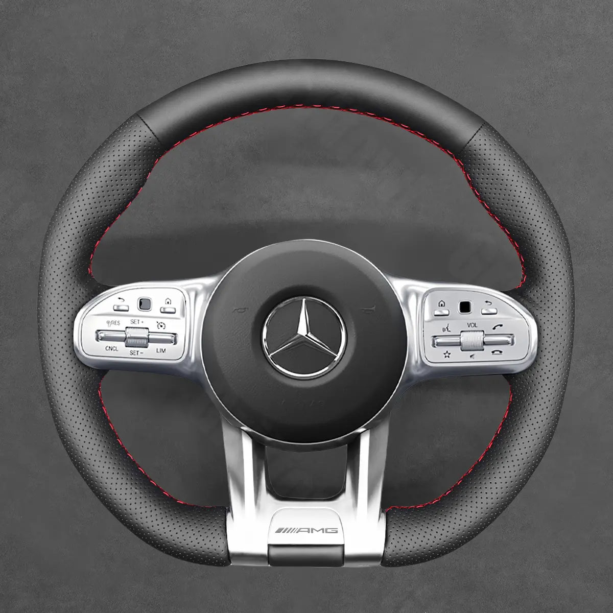Griffowl Steering Wheel Cover for Bespoke Hatchback Mercedes Benz AMG A35 W177 2020-2021. Elevate your interior with Griffowl's wrap and stitch kit.