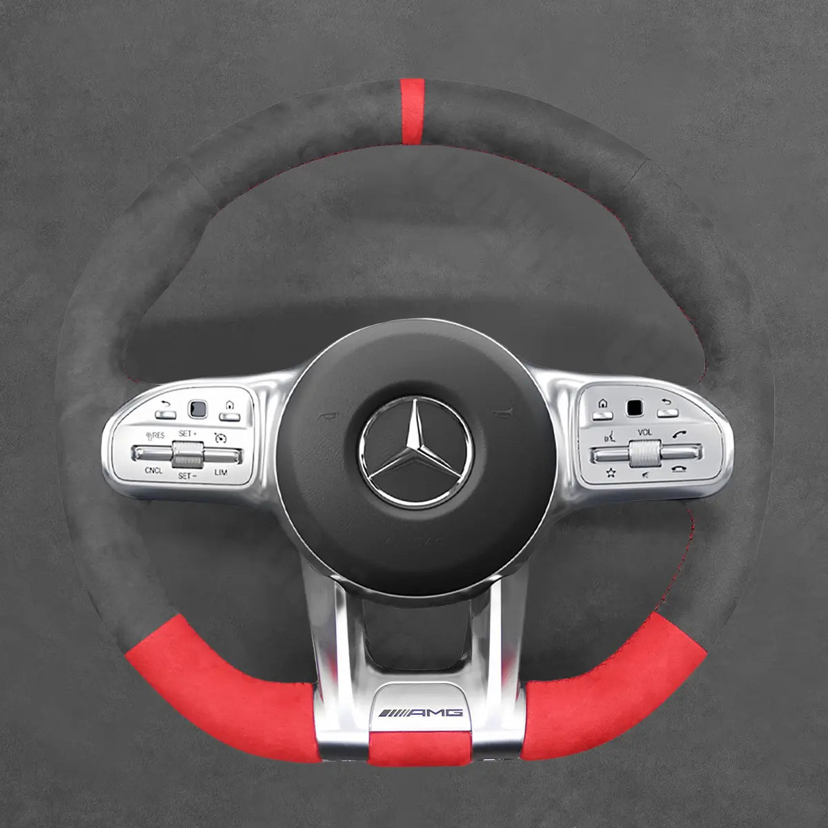 Griffowl Steering Wheel Cover for Bespoke Hatchback Mercedes Benz AMG A35 W177 2020-2021. Elevate your interior with Griffowl's wrap and stitch kit.