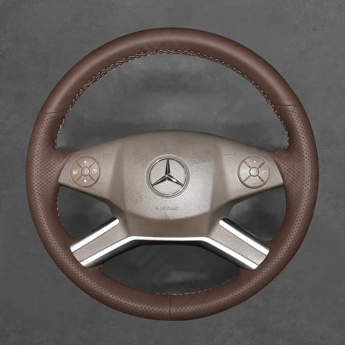 Griffowl Steering Wheel Cover for Bespoke Hatchback Mercedes Benz R Class 2009-2011. Hand-sewn kit for drivers seeking precision and comfort.