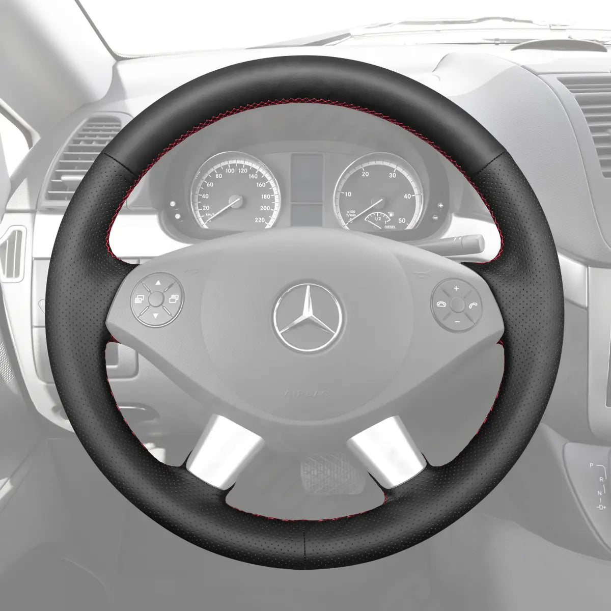 Griffowl Steering Wheel Cover for Bespoke Hatchback Mercedes Benz Vito 2010-2015. For refined interior upgrades using our wrap and stitch kit.