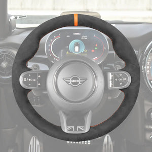 Griffowl Steering Wheel Cover for Bespoke Hatchback Mini Hardtop Clubman Hatchback F54 F55 F56 2021-2024. Perfect for enthusiasts seeking refined interior mods.
