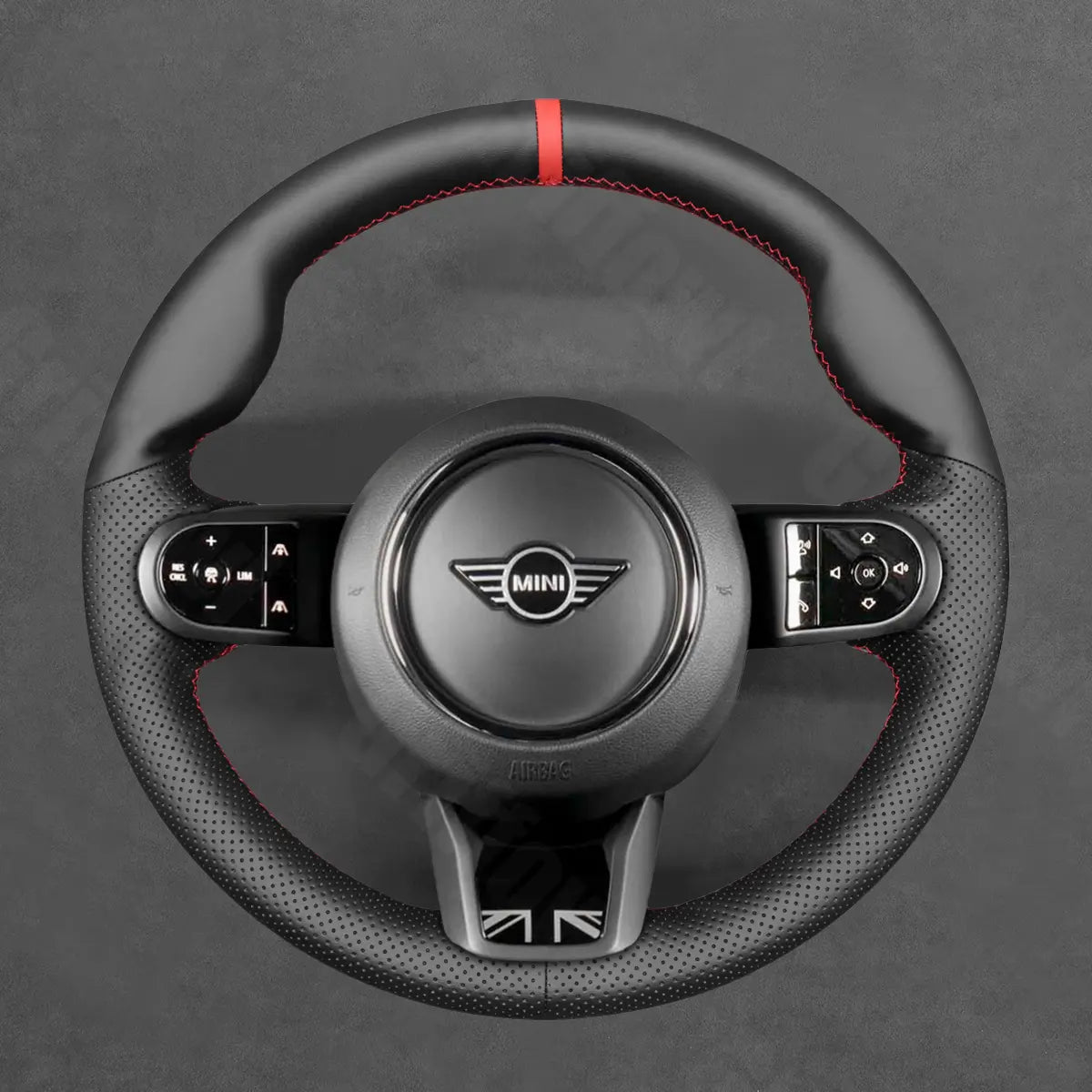Griffowl Steering Wheel Cover for Bespoke Hatchback Mini Hardtop Clubman Hatchback F54 F55 F56 2021-2024. Perfect for enthusiasts seeking refined interior mods.
