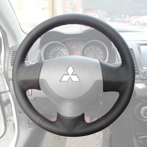Griffowl Steering Wheel Cover for Bespoke Hatchback Mitsubishi Colt 2009-2013. Griffowl's interior mod with hand-sewn DIY steering wheel kit.
