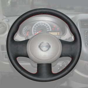 Griffowl Steering Wheel Cover for Bespoke Hatchback Nissan Cube Z12 2008-2020. Griffowl's interior mod with hand-sewn DIY steering wheel kit.
