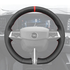 Griffowl Steering Wheel Cover for Bespoke Hatchback Opel Astra Mk8 2022-2024. Griffowl's interior mod with hand-sewn DIY steering wheel kit.

