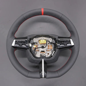 Griffowl Steering Wheel Cover for Bespoke Hatchback Opel Astra Mk8 2022-2024. Griffowl's interior mod with hand-sewn DIY steering wheel kit.
