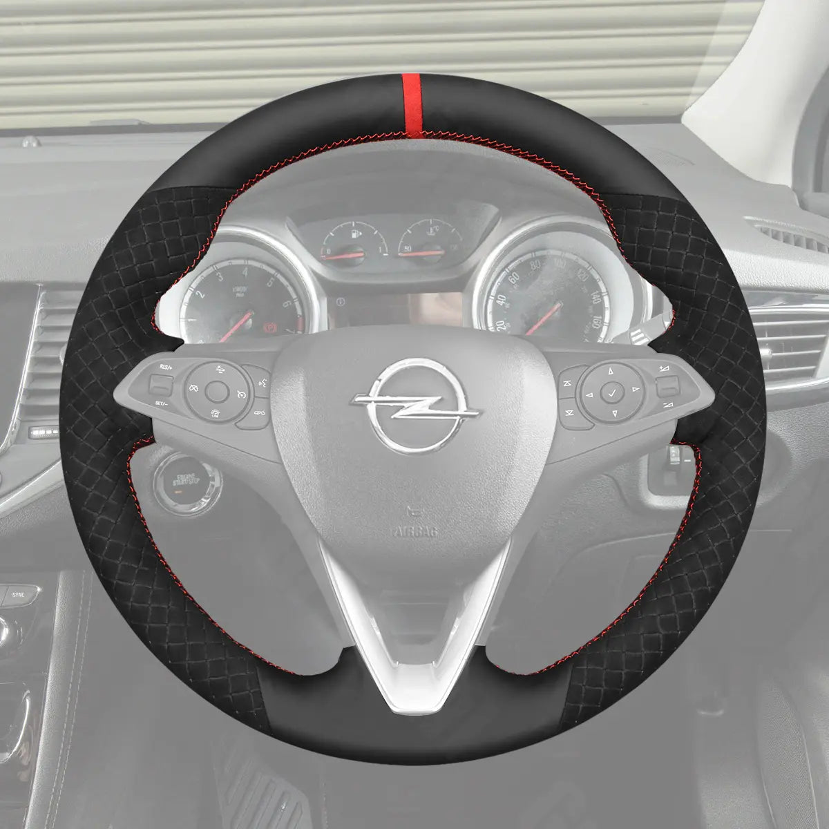 Griffowl Steering Wheel Cover for Bespoke Hatchback Opel Corsa E Mk4 Astra K Mk7 Karl Zafira C 2014-2020. Perfect for enthusiasts seeking refined interior mods.
