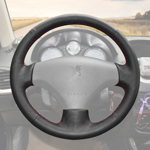 Griffowl Steering Wheel Cover for Bespoke Hatchback Peugeot 206 207 2007-2009. Griffowl's interior mod with hand-sewn DIY steering wheel kit.