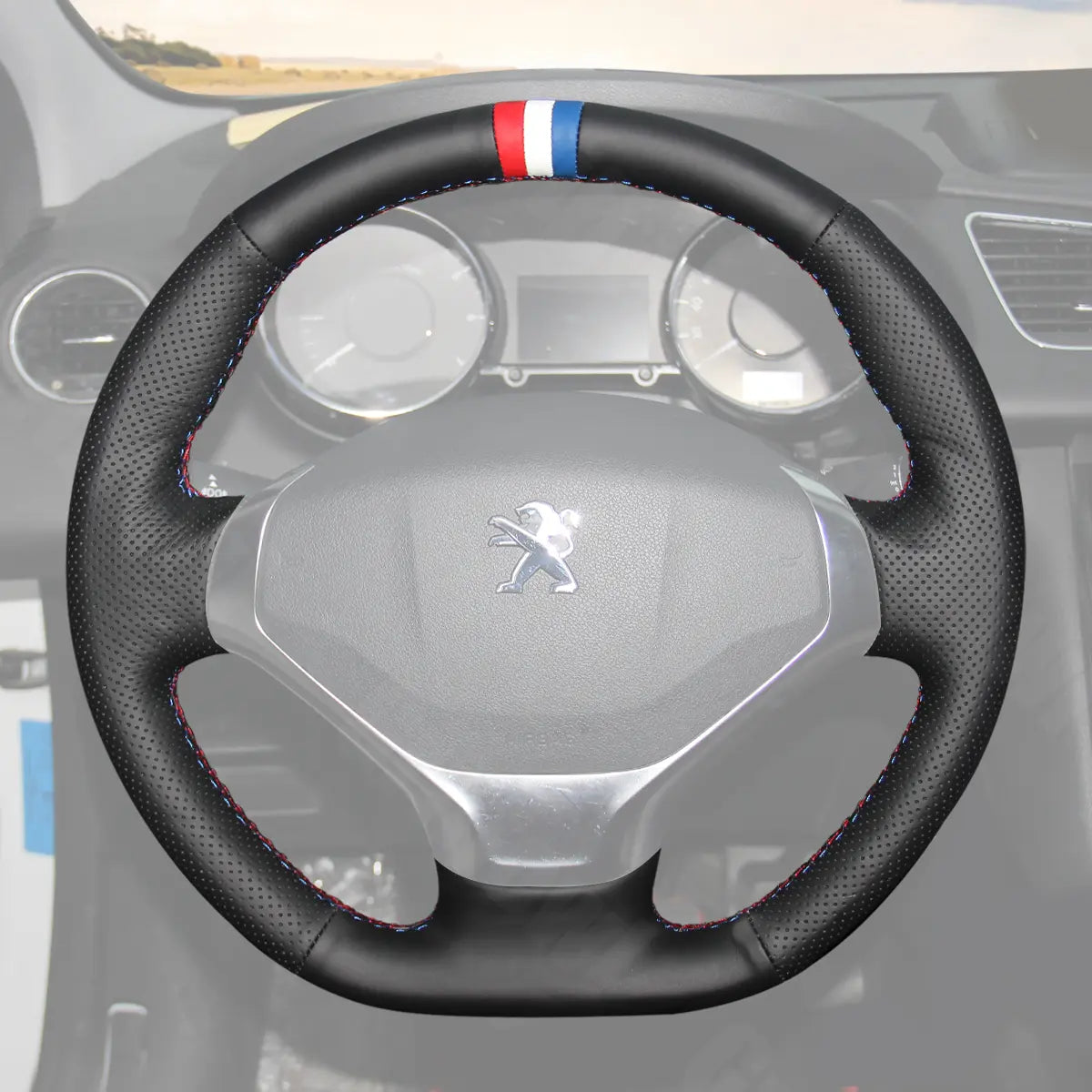 Griffowl Steering Wheel Cover for Bespoke Hatchback Peugeot 3008 2013-2015. Perfect grip with our steering wheel wrap and custom interior touch.