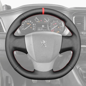 Griffowl Steering Wheel Cover for Upgrade Peugeot Expert Traveller 2016-2022. Griffowl's interior mod with hand-sewn DIY steering wheel kit.