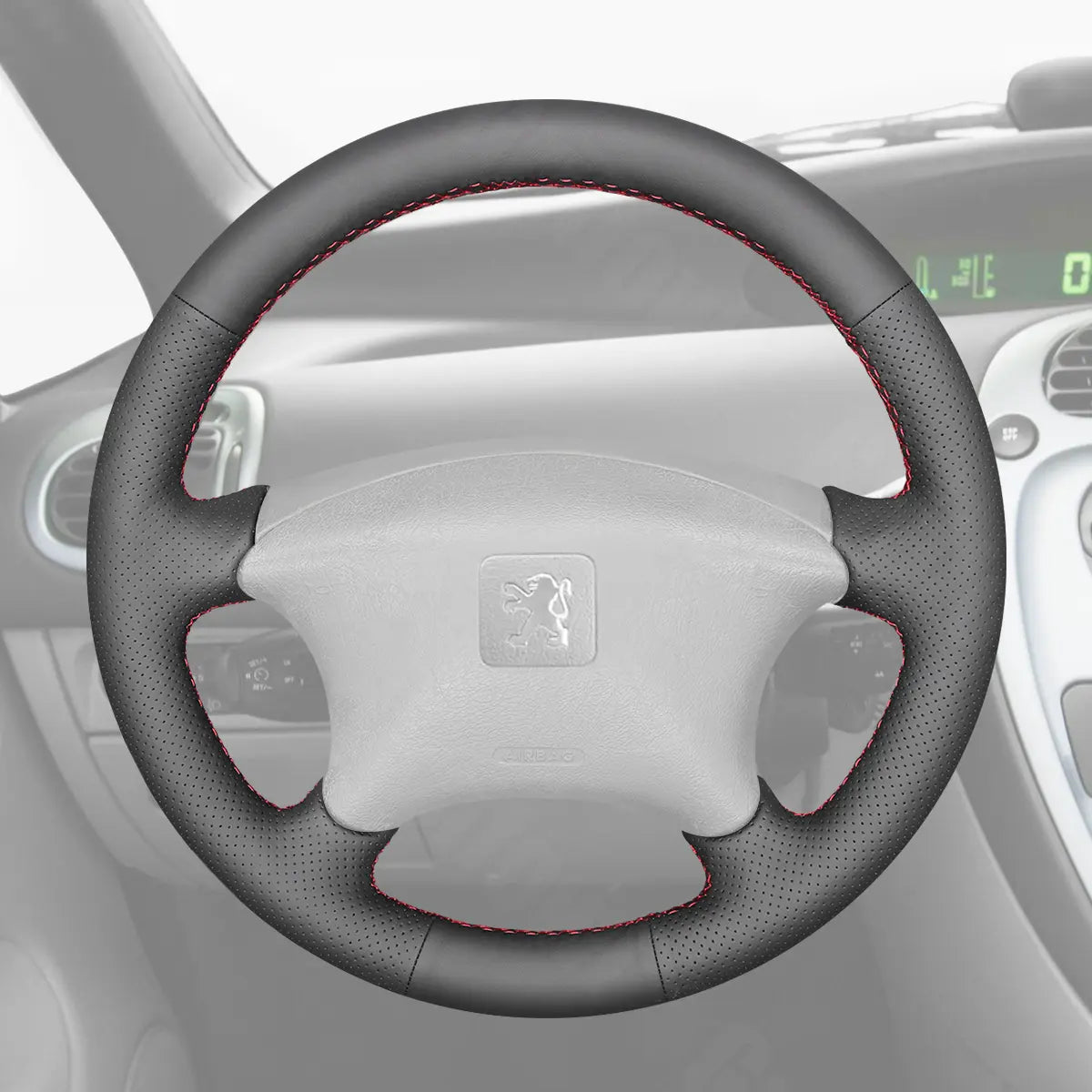 Griffowl Steering Wheel Cover for Bespoke Hatchback Peugeot Partner 2002-2008. Griffowl's interior mod with hand-sewn DIY steering wheel kit.
